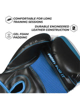 Sanabul  Essential Gel Boxing Gloves for Men & Women – Pro-Tested Kickboxing, MMA, Muay Thai & Heavy Bag Training Gloves – Shock-Absorbing Gel Padding – Black/Metallic Blue 4