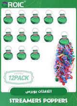 GROIC No Mess Streamers,12Pack Colorful No Mess Confetti Poppers,Party Poppers,Hand Throw Streamer Poppers,Magic Paper Cracker for Party,Party Supplies,Party Favors 3