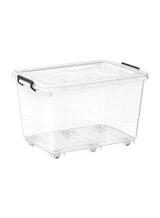 Cosmoplast 82L Clear Plastic Storage Box With Wheels & Lockable Lid (Transparent) Transparent 82.0Liters 1