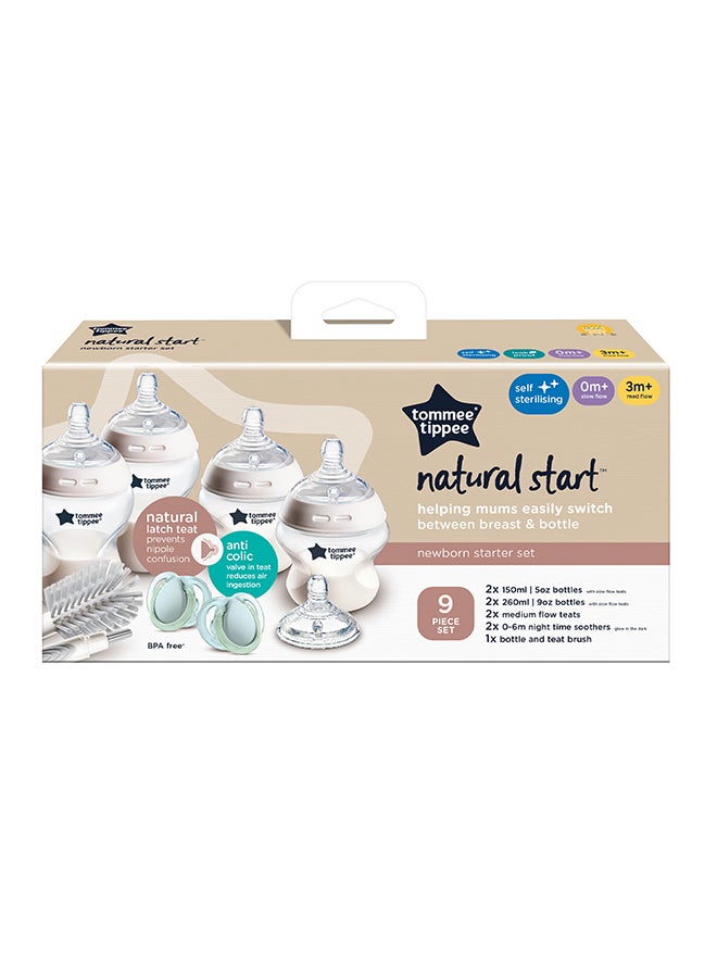 tommee tippee Closer To Nature Newborn Baby Bottle Starter Kit, 2x150ml and 2x260ml Anti-Colic Baby Bottles With Slow Flow Teats, 0+ Months - Assorted