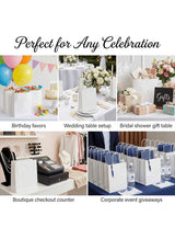TecV 24 Bags White Paper bags with handles | 21 x 15 x 8 cm Small Kraft Gift bags for Birthday Party Favors, Weddings, Restaurant takeouts, Christmas 4