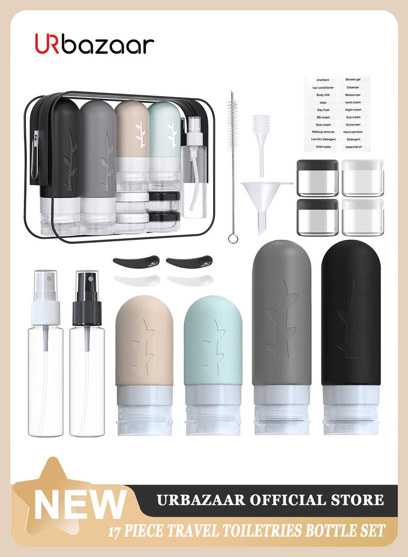 URbazaar 18pack Travel Bottles for Toiletries,TSA Approved Silicone Travel Containers jar for Toiletries,Leak Proof Refillable Liqus Shampoo And Conditioner Travel Essentials toiletry Bottles