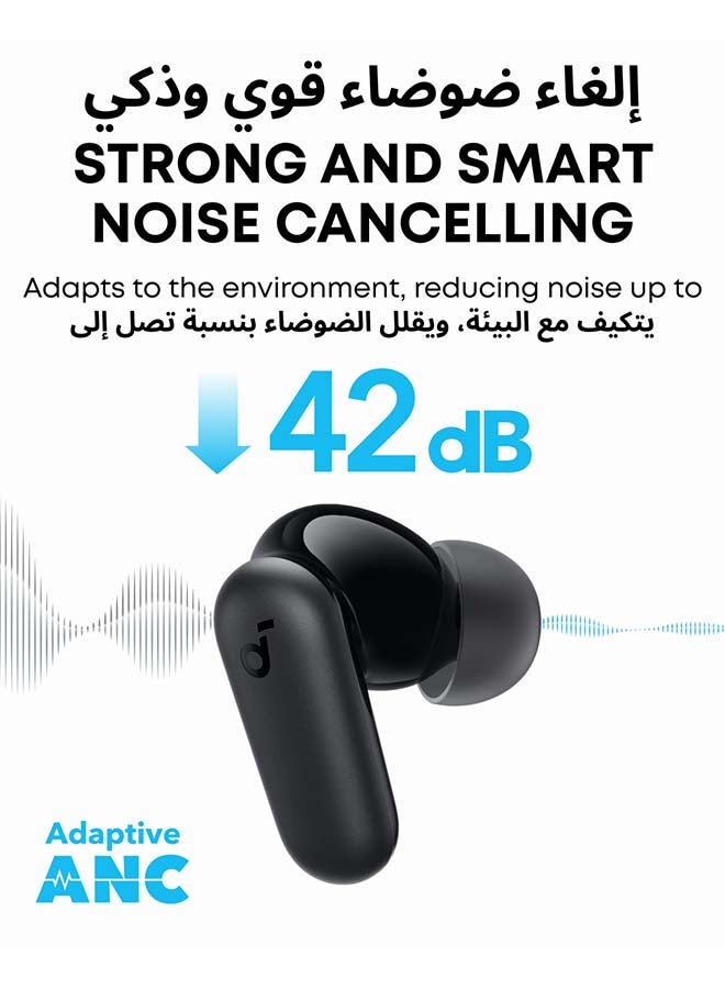 R50i NC by Anker Noise Cancelling Earbuds, Strong and Smart Noise Cancelling, Powerful Bass, 45H Playtime, 2-in-1 Case and Phone Stand, IP54, Wireless Earbuds, Bluetooth 5.4, App Control Black