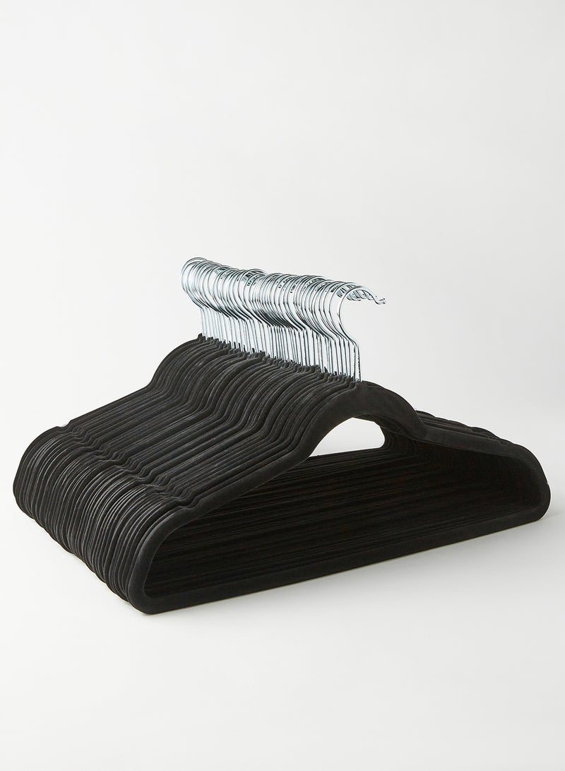Noon East 50 Piece Non-Slip Ultra Slim Velvet Hanger, Set Made In Sturdy Material For Closet Organization in Black, 44.5x23.5cm