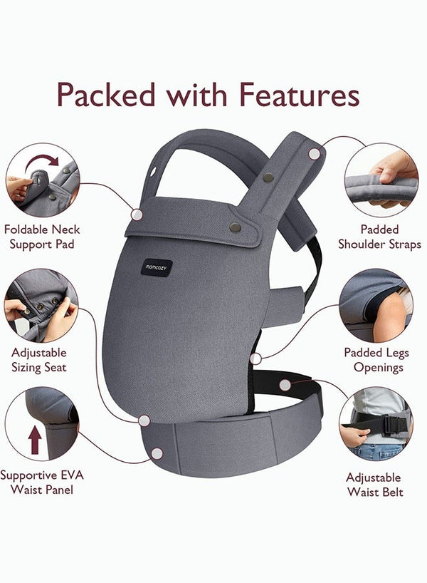 Momcozy Baby Carrier Newborn To Toddler - Ergonomic, Cozy And Lightweight Infant Carrier For 7-44Lbs, Effortless To Put On, Ideal For Hands-Free Parenting, Enhanced Lumbar Support