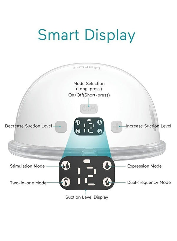 Paruu P16 Hands-Free Electric Wearable Breast Pump With Strong Suction, Low Noise, 4 Modes And 12 Levels, 19/21 MM Insert Accessories, 2 Pieces