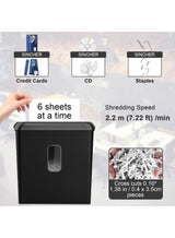 SINCHER SCH06 Cross-Cut Paper Shredder - 6-Sheet Capacity, Shreds CDs and Credit Cards, 11L Waste Bin - Ideal for Home or Office 1