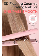 DOSCHER Ceramic Hair Straightener and Curler with 3D Floating Ceramic Plates – Anti-Scald Rounded Design, Up to 230°C (450℉) High Heat, Dual Voltage, Auto Shut Off, 2m Swivel Cord, 2 Year Warranty 3