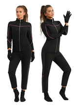 FUREUL Women's Sauna Suit Quick-drying and Shaping High-quality Fabric Sports and Fitness Compression Sweat-wicking Suit Zippered Women's Sauna Sportswear Set (Top, Pants, Gloves and Shoe Covers) 5