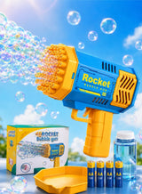 Rocket Kids Bubble Gun Toy 40 Holes With Bubble Solution Tray and 4 AA Batteries, Easy to Use Bubble Machine for Outdoor Garden Party 5
