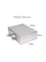 TecV Luxury Magnetic Gift Box, Silver Medium Gift Box with Ribbon, Folding Gift Box for Presents With Magnetic Lid, Suitable for Festival, Birthday, Anniversary, 26x19x8 cm 2