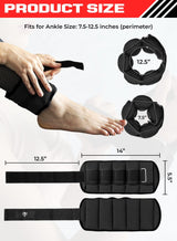 FIT TRIBE 2pcs Adjustable Ankle Weights 1-5 lbs Each, 2-10 lbs Pair Leg Weights, Perfect for Strength Training, Fitness, Core Workouts, Walking, and Jogging, Comfortable Secure Fit for Men & Women (Black) 4
