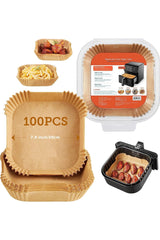 MOMENT 100pcs Air Fryer Disposable Paper Liner, Air Fryer Liners Square, Baking Paper for Air Fryer Water-proof, Parchment Paper for Baking Roasting Microwave,7.9 inch/20cm 1