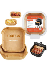 MOMENT 100pcs Air Fryer Disposable Paper Liner, Air Fryer Liners Square, Baking Paper for Air Fryer Water-proof, Parchment Paper for Baking Roasting Microwave,7.9 inch/20cm 6