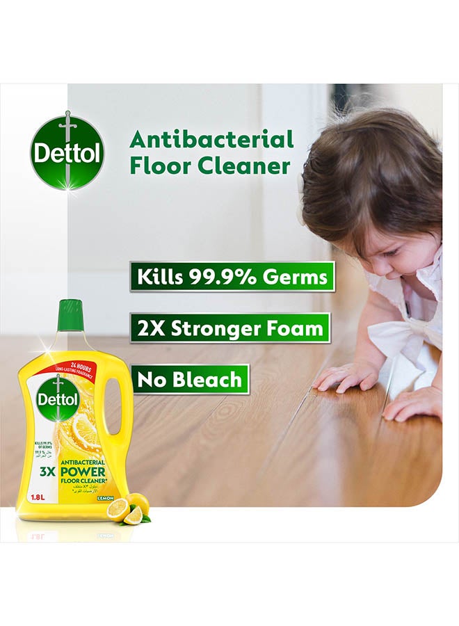 Dettol Lemon Antibacterial Power Floor Cleaner, Pack Of 2 Yellow 1.8x1.8Liters