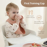 Moonkie Silicone Baby Cups 4 Months+ | Open Training Drinkware for Infants with Confetti Sprinkles | Baby-Led Weaning Essential | 2 oz (Ether/Mint, 2 Pack) 3
