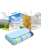 DEXO Waterproof Foldable Outdoor Picnic Mat – Large 145x180cm, Blue Stripes – Sandproof, Tear-Resistant, Beach Blanket, Portable Camping Mat for 4-6 People, Family, Travel, Festivals, Home Use 5