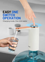 GEEPAS Rechargeable Water Pump For Water Gallon, Portable And Light-Weight With Easy One Touch Mechanism And USB Charging, Can Be Used At Home And Office White/Rose Gold 3
