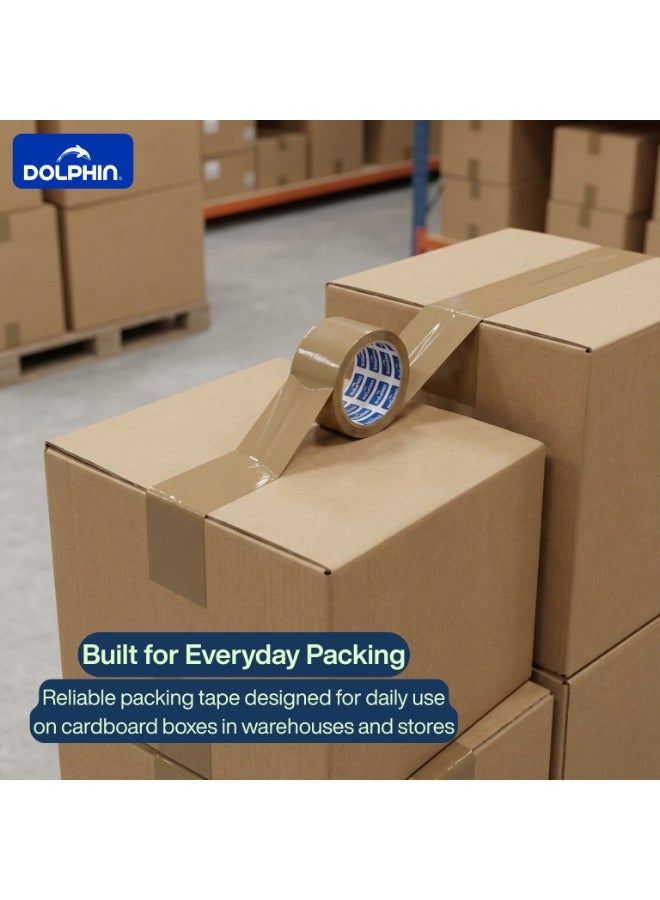 Dolphin High-Quality Brown Packing Tape 48 mm × 50 Yards – Pack of 6, 50 Micron Strong Adhesive Tape for Secure Carton Sealing & Packaging