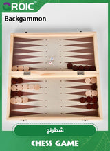 GROIC 3 in 1 Chess Set,Travel Chess, Checkers and Backgammon Set,Folding Chess Board,wood Chess Checkers Backgammon Sets,Portable Educational Learning Toys 2