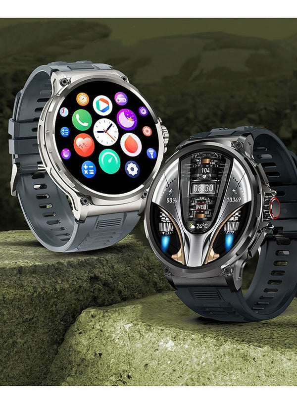 1.85" Round HD Luxury Smart Watch for Men,710mAh Powerfull Battery, Tactical Fitness Tracker, Smartwatch for Android iOS, Silver Grey