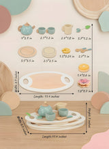 Beauenty Wooden Tea Party Set for Little Girls Boys,Wooden Tea Toys with Tea Pot Cups,Toddler Tea Set Play Kitchen Accessories for Kids Tea Party Toys,Princess Kitchen Tea Party Pretend Play Toy 3