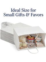TecV 24 Bags White Paper bags with handles | 21 x 15 x 8 cm Small Kraft Gift bags for Birthday Party Favors, Weddings, Restaurant takeouts, Christmas 1