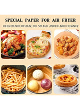 MOMENT Air Fryer Paper Liners, 100Pcs Non-Stick Disposable Liners, Baking Paper For Air Fryer Oil-Proof, Water-Proof, Food Grade Parchment For Baking Roasting Microwave 5