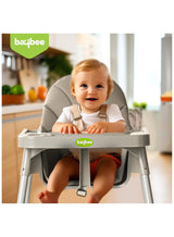 BAYBEE 2 in 1 Clento Baby High Chair for Kids, Baby Feeding Chair With 2 Height Adjustable, Footrest, Tray, Stand, 3 Point Safety Belt, Kids High Chair For Baby 6 Months To 3 Years - Grey 1