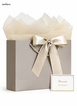 SparkSprout 2PCS Champagne Color Large  Gift Bags,  Paper Bags with Ribbon,  Greeting Cards and Tissue Paper, Portable Party Bags with Handles, Birthday Gift Bags, Present Bags for Wedding Party,  Party Supplies 5