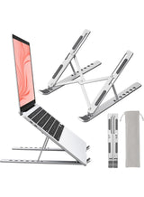 Lukadah Laptop Stand for Desk, Aluminum Metal MacBook Stand，Computer Riser for Desk, Portable Foldable Adjustable Notebook Holder, Compatible with 10-15.6 Inch Laptops, iPad 5