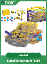 GROIC Construction Truck Toys,Construction Sand Kit,Magic Sand,Construction Vehicles Include Crane,Bulldozer,Excavator,Road Roller,Sensory Toys for Kids 5