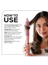 CLARA Anti-Frizz Ionic Slim Hot Brush, 3-in-1 hairstyling for blowouts, curls and straight hair, Two functions, one device Pink 5