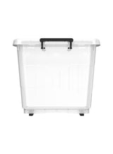 Cosmoplast 82L Clear Plastic Storage Box With Wheels & Lockable Lid (Transparent) Transparent 82.0Liters 2