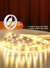 MODI 3M LED Strip Light Warm White 3000K USB Powered with Switch, 60 LEDs/M Flexible Tape Light with 1M Cable, Low Voltage Safe Lighting for TV, PC, Bedroom, Gaming & Room Decor 1