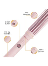 CLARA Anti-Frizz Ionic Slim Hot Brush, 3-in-1 hairstyling for blowouts, curls and straight hair, Two functions, one device Pink 2