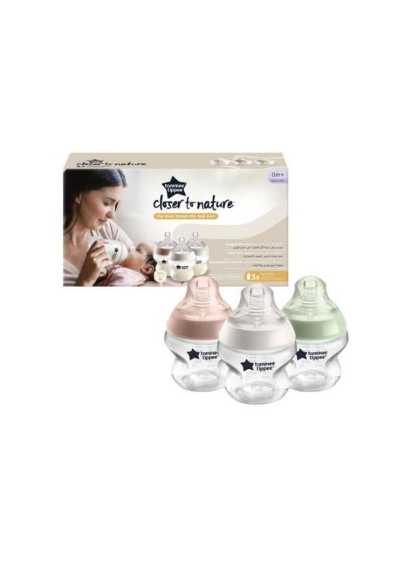 tommee tippee Baby Bottles, Closer to Nature Anti-Colic Baby Bottle with Slow Flow Breast-Like Teat, 150ml, 0m+, Self-Sterilising, Baby Feeding Essentials, Pack of 3 - Assorted