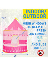 High-Quality, Portable And Foldable Castle Tent House For Toddlers, Pink 105x105x135cm 2