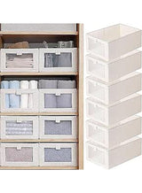 DUNISO 6-piece foldable wardrobe storage box wardrobe organizer, visible linen storage box, clothing drawer organizer, washable wardrobe storage box, rectangular storage box with fixed handle, living room, bedroom, office 5