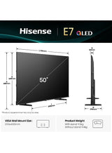 海信 50 英寸 QLED 智能电视 E7Q - 量子点色彩、AI 画质、杜比视界、杜比全景声、分享至电视、语音控制、电影制作人模式、YouTube、Netflix、Disney+ 50E7Q（2025 年阿联酋版）50E7Q 黑色 2