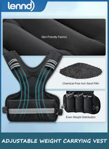 LENND Weighted Vest for Men and Women 1.8KG-5KG Adjustable Vest with 6 Iron Blocks and Weights for Home Workout, Adjustable Weight Vest Sports Set for Cardio and Strength Training 4
