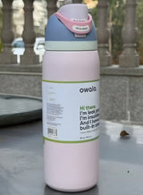 Owala 32oz Insulated Stainless Steel Water Bottle with Built-In Straw, One Click Leak Proof Flip Lid Thermos Flask, Pastel Pink Color Block Travel Sports Vacuum Water Tumbler for Gym School Outdoor Camping 3