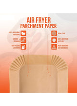 MMG 100 Pcs Air Fryer Disposable Paper Liner, Air Fryer Liners Square, Baking Paper for Air Fryer Water-proof, Parchment Paper for Baking Roasting Microwave, 16 CM (6.3 inch) 3
