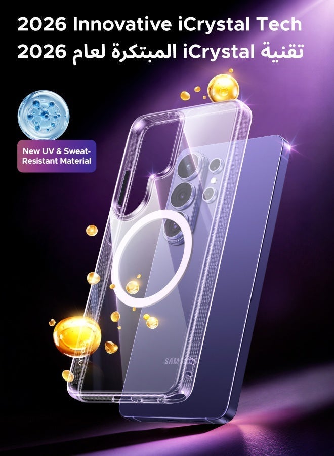 Samsung Galaxy S26 Ultra Magnetic Case, [iCrystal Tech] [Drop Protection] [Compatible with Round MagSafe Acc] Ultimate Shockproof Protection Cover, Magnetic Case for S26 Ultra with Shockproof Bumper clear