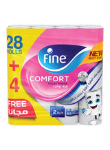 Fine Toilet Paper Tissue Comfort Sterilized For Germ Protection 180 Sheets x 2 Ply, 28 Rolls With 4 Free Rolls White 5