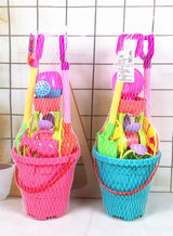 ZCM-HAPPY 7-Piece Hourglass Toy Set with Large Thickened Plastic Shovel and Beach Bucket for Endless Beach Adventures 2