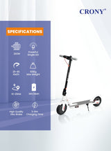 Crony M365 App E-Scooter | 45km/H High-Speed | 25KM Range | 250w Brushless Motor | Rear Disc Brake 2