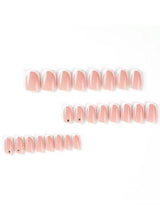JOSQUEWNN Press On False Nails,24pcs,Simple Pink French Manicure Press-On Nails,Embellished With Rhinestones.Acrylic Nails With Glue Kit. 5