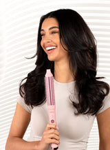 CLARA Anti-Frizz Ionic Slim Hot Brush, 3-in-1 hairstyling for blowouts, curls and straight hair, Two functions, one device Pink 4