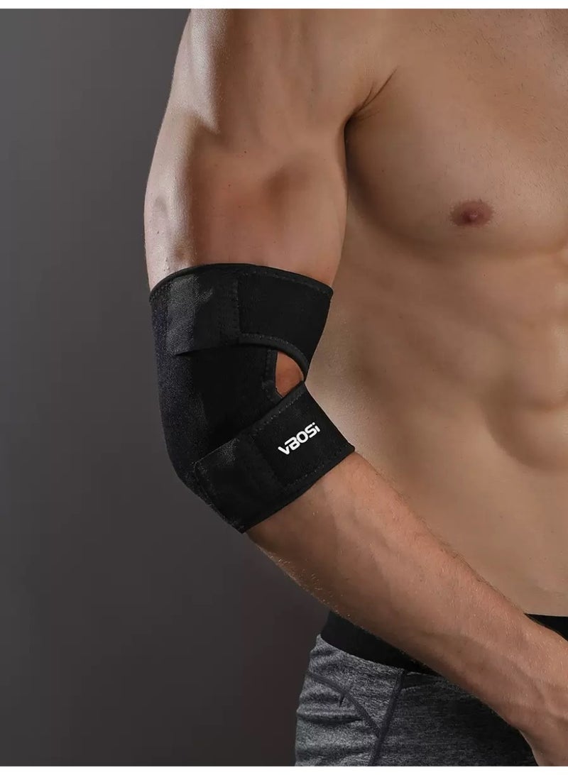 VBOSI Elbow Support Brace, 3D Ergonomic Compression Sleeve with Adjustable Pressure Strap & Breathable Weaving for Joint Pain Relief in Basketball, Gym, Tennis & Cycling (Black)